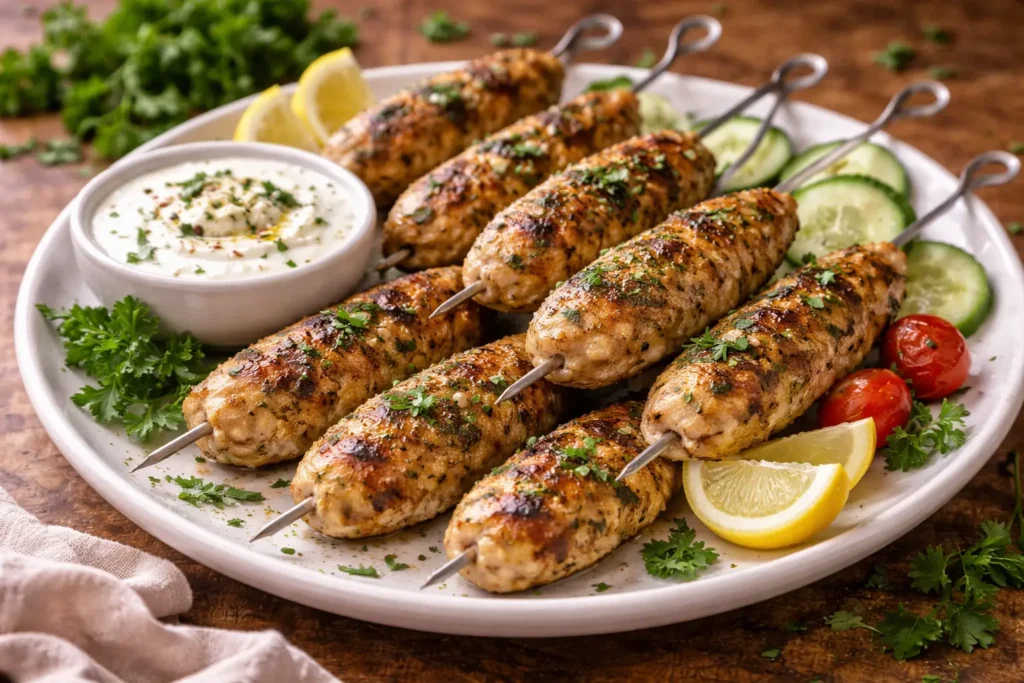 Brochettes de kofta de poulet grillées