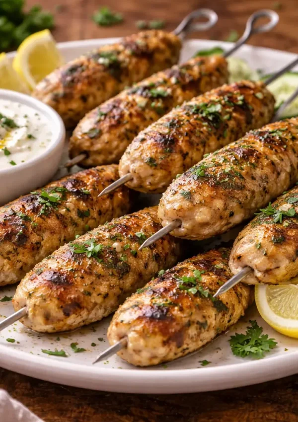 Brochettes de kofta de poulet grillées