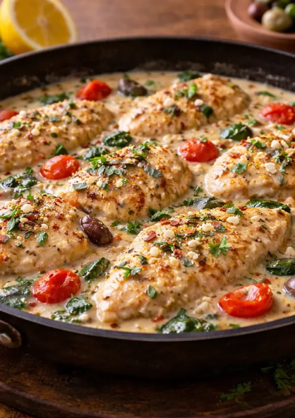 creamy mediterranean chicken skillet