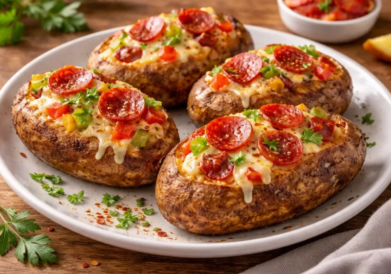 Pizza Stuffed Baked Potatoes Recipes: Cheesy Loaded Potato Comfort Food