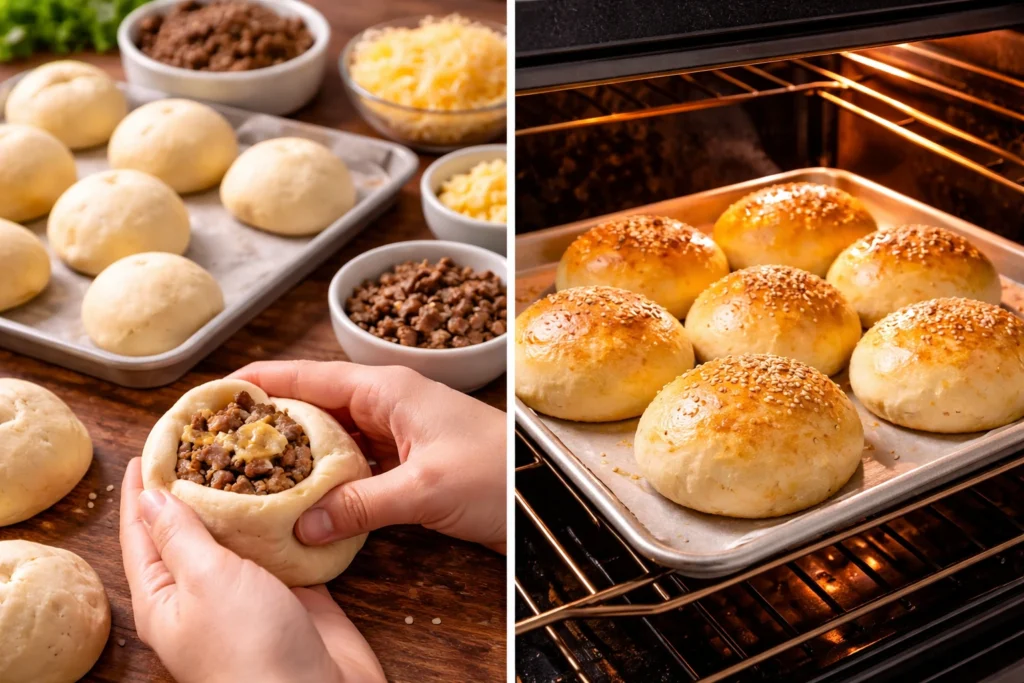 Cheesy Stuffed Burger Buns