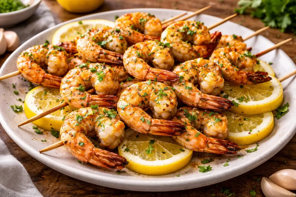 Grilled Garlic Shrimp Skewers