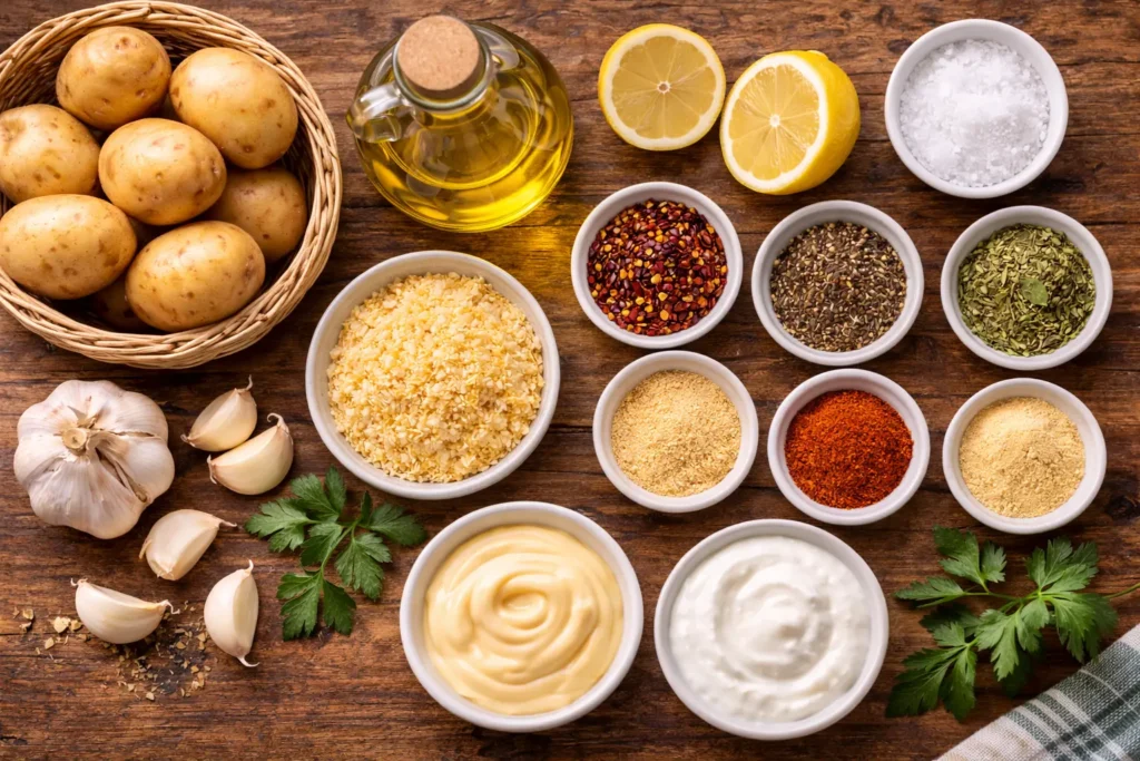 Crispy Garlic Potato Wedges