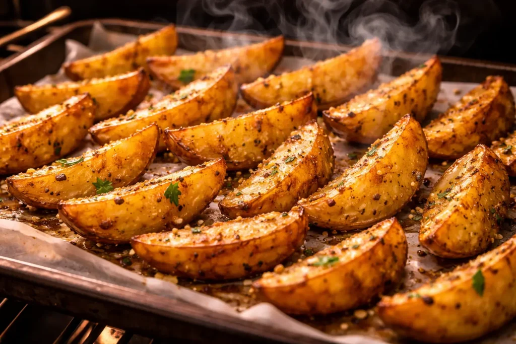 Crispy Garlic Potato Wedges